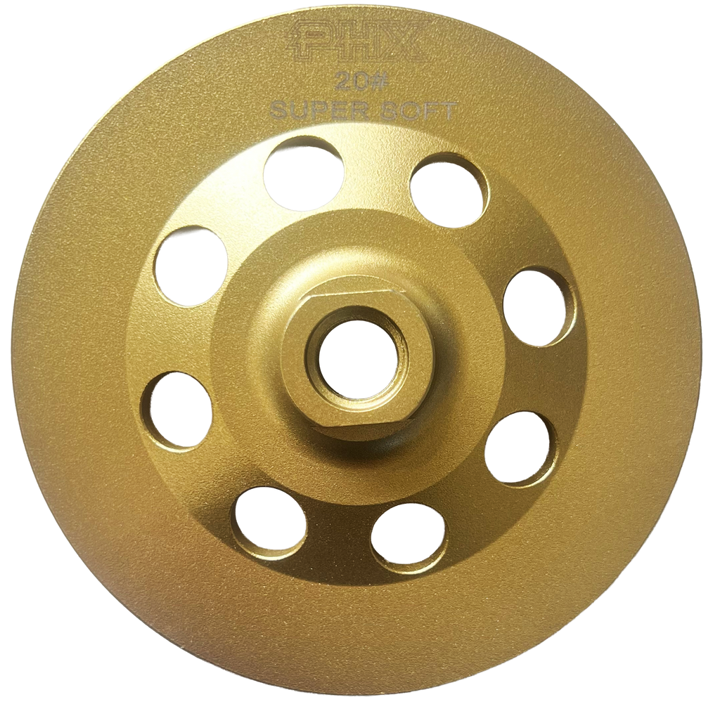 5" Swirl Cup Wheel,20# Super Soft, Threaded