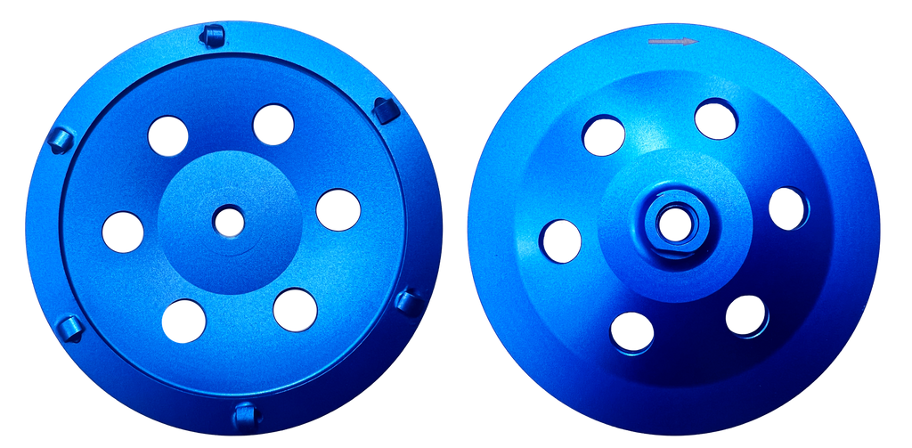 CW702: 7" PCD Cup Wheel,6 x Quarter PCD segments, Threaded